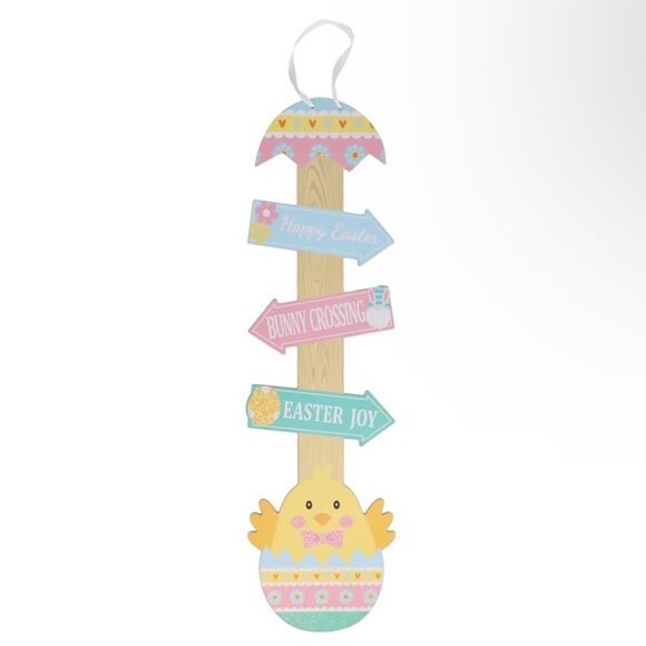 2/$20 NWT Beautiful Wooden Glittered Whimsical Easter Directional 🐥 Decor Sign - Picture 3 of 17